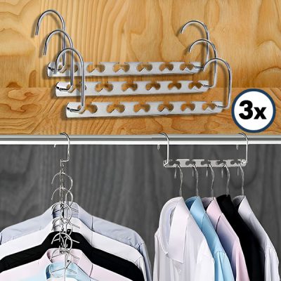 Стоманена Закачалка за Дрехи с Пестене на Място (3 бр.) | SNAPHANG