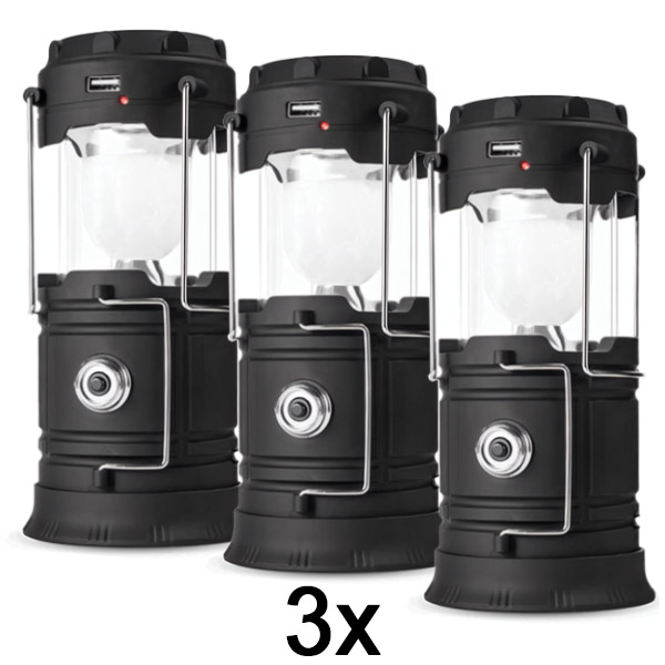 3x Слънчева Акумулаторна Лампа за Къмпинг + Фенерче | CAMPGLO