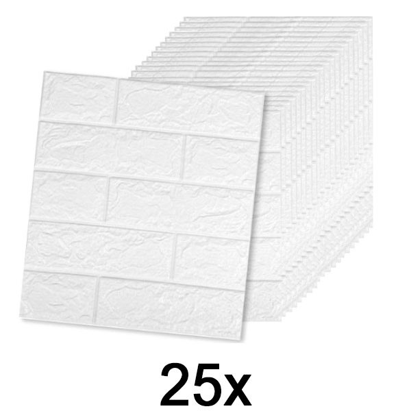 5x (5 броя) Самозалепващ се тапет с 3D ефект тухли | BRICKSBY